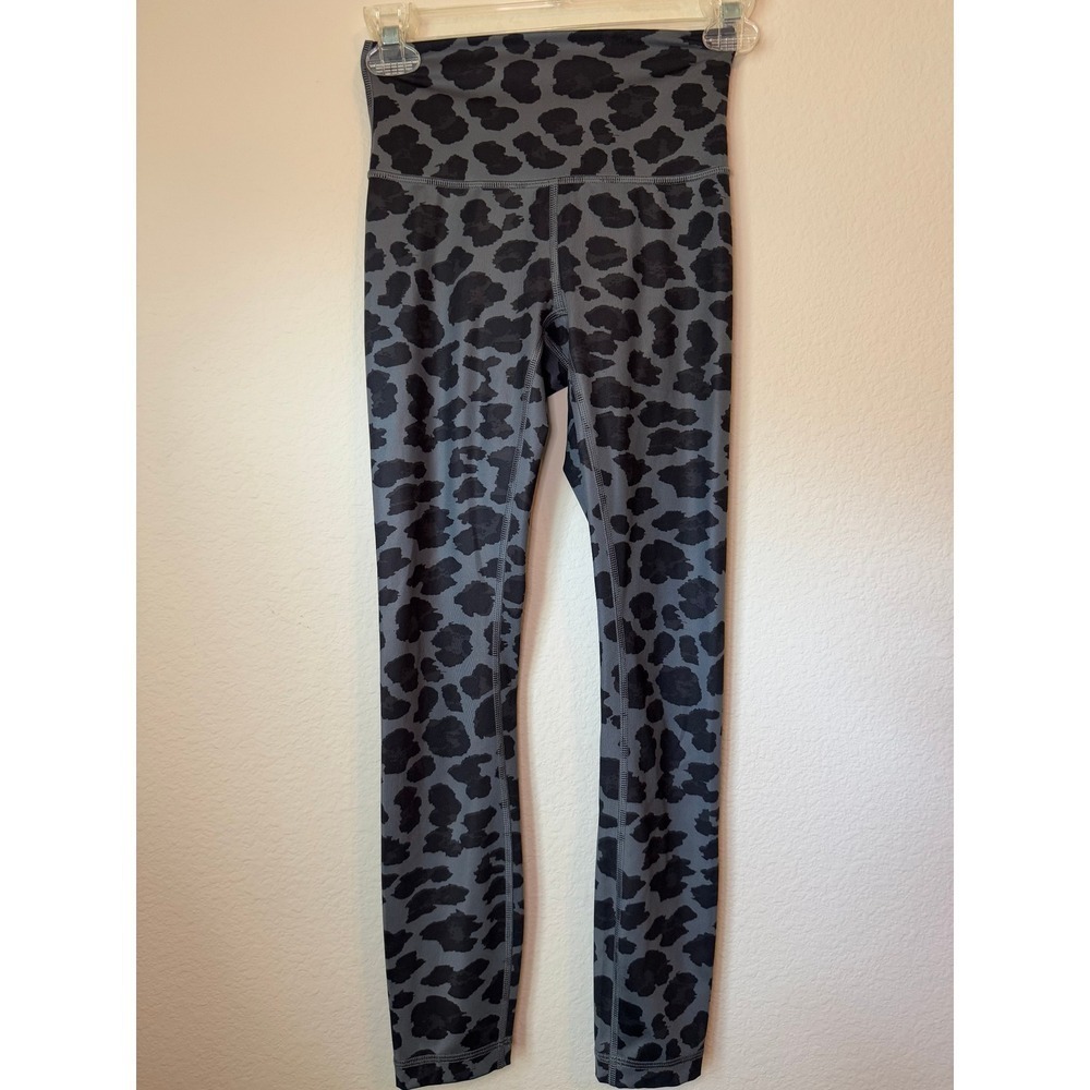 Lululemon Align High Rise Leggings 2 Gray Black Leopard Animal Print Yoga Pants